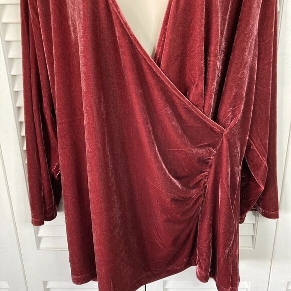 NWT Soft Surroundings Red 'Cabernet Velvet Alyssa Knit Top' 3X - Picture 5 of 8